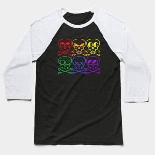 Funny Gay Pride Skull and Crossbones Baseball T-Shirt